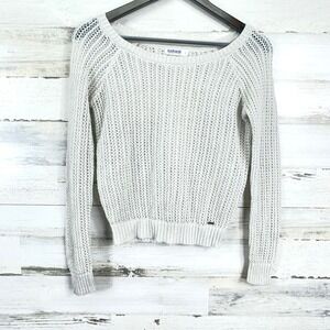 Garage Silver Gray‎ Metallic Knit Sweater Womens Small S Long Sleeve Open Weave